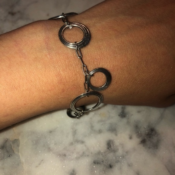 VTG Sterling Silver Textured Circle Disc Charms Link Bracelet 7.5” - Picture 5 of 7